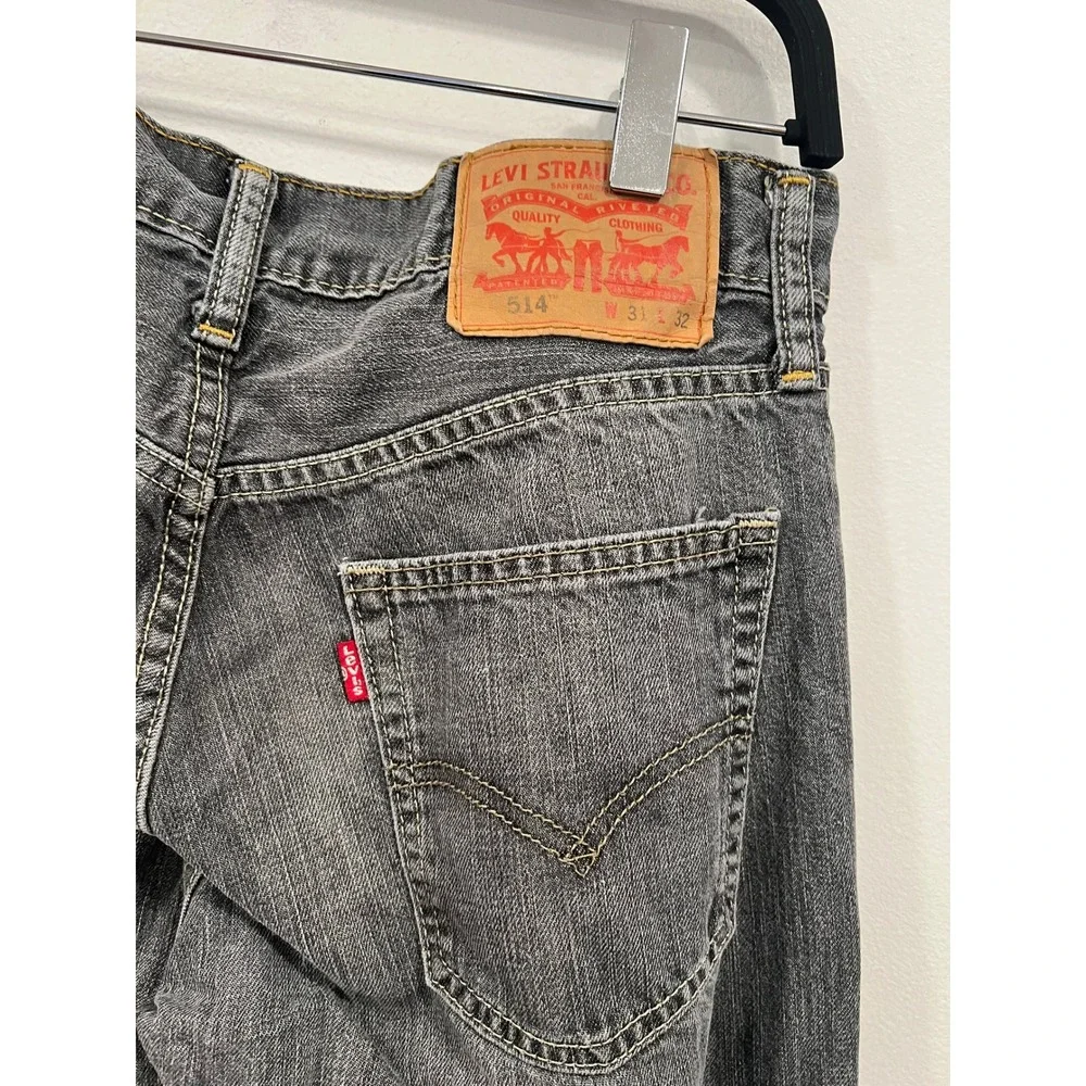 Levi Strauss Jeans 514 Mens Gray Straight Leg Denim Jeans 28x30 S40115 NXHK